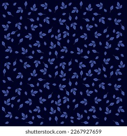 Pequeño patrón de flor vectorial sin fisuras en colores en un fondo naval. Pequeñas flores estilizadas a mano.