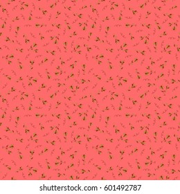 Vector flower miniprint seamless pattern on a pink background. Stylized hand drawn little flowers.