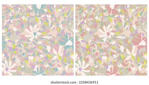 Flor vectorial con ilustración multicolor patrón de repetición sin fisuras 2 colores