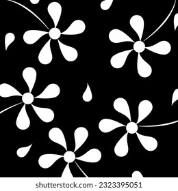 
Vector flower on black and white tone background. Fabric pattern. Gift wrapping paper. fashion model