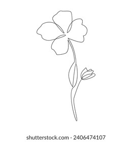 Vector flower in one line art drawing isolated on white background minimalist 