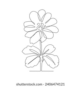 Vector flower in one line art drawing isolated on white background minimalist 