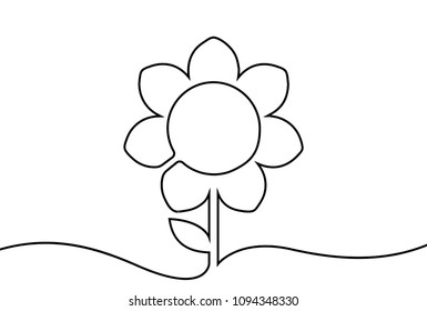 Vector flower. One line style illustration