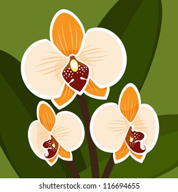 Vector Flower. Orchid in orange color. Grouped for easy editing. Perfect for invitations or announcements. In gallery also collections in other colors.