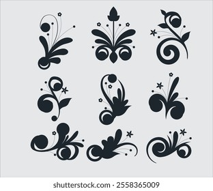 Vector Flower Ornament Black And White