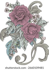 Vector Flower and Ornament Material on white background