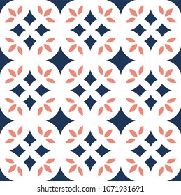Vector Flower Ornamental Seamless Pattern. Geometric Flower Stylish Texture. Abstract Retro Tile Texture.
