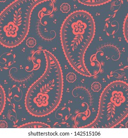 Vector flower paisley seamless pattern element. Elegant texture for backgrounds.