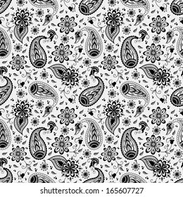 Vector flower paisley seamless pattern background. Elegant texture for backgrounds.