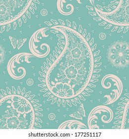 Vector flower paisley seamless pattern element. Elegant texture for backgrounds.