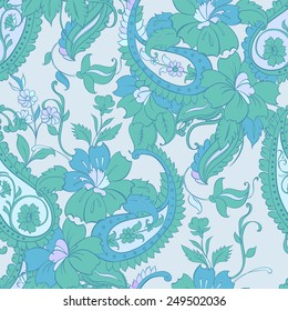 Vector flower paisley seamless pattern element.