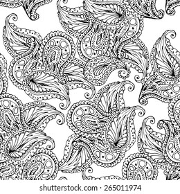 Vector flower paisley seamless pattern. Elegant texture for backgrounds.