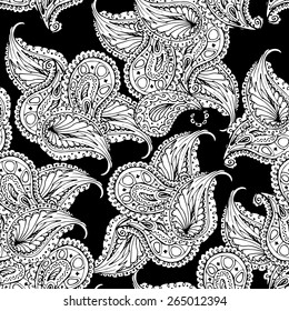 Vector flower paisley seamless pattern. Elegant texture for backgrounds.