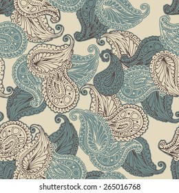 Vector flower paisley seamless pattern. Elegant texture for backgrounds.