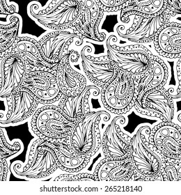 Vector flower paisley seamless pattern. Elegant texture for backgrounds.