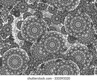 Vector flower paisley seamless pattern element. Elegant texture for backgrounds.Silver ornament.
