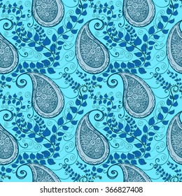 Vector flower paisley seamless pattern element. Elegant texture for backgrounds.