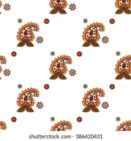 Vector flower paisley seamless pattern. Elegant texture for backgrounds.