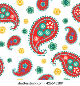 Vector flower paisley seamless pattern element. Summer colored Stylized Abstract texture.Fashionable modern wallpaper or textile