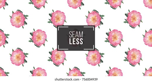 Vector flower patch embroidery in watercolor style. Vintage rose flowers on white wallpaper background. Beautiful floral seamless pattern.