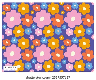 vector flower pattern background design, seamless pattern, flat design