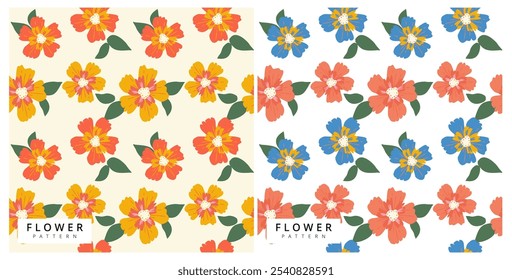 vector flower pattern background design, seamless pattern, flat design