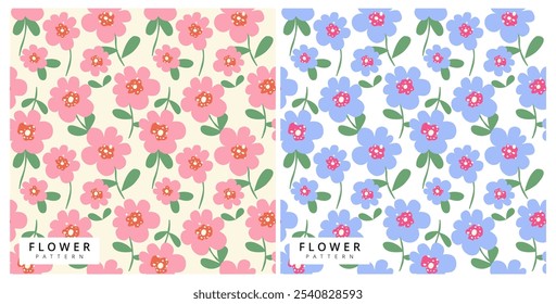 vector flower pattern background design, seamless pattern, flat design