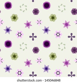 Vector flower pattern background. Purple and green.