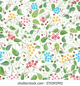 Vector flower pattern. Botanical seamless texture, for Valentine's Day, wedding, scrapbook, surface textures, gift wrapping paper. EPS10 vector illustration.
