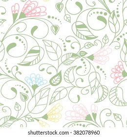 Vector flower pattern. Botanical seamless texture, wedding, scrapbook, surface textures, gift wrapping paper. EPS10 vector illustration.
