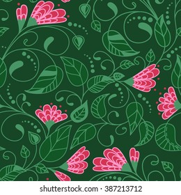 Vector flower pattern. Botanical seamless texture, wedding, scrapbook, surface textures, gift wrapping paper. EPS10 vector illustration.