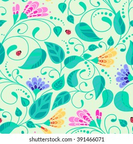 Vector flower pattern. Botanical seamless texture, wedding, scrapbook, surface textures, gift wrapping paper. EPS10 vector illustration.