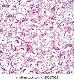 Vector flower pattern. Botanical seamless texture, wedding, scrapbook, surface textures, gift wrapping paper. Vector illustration.