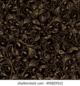 Vector flower pattern. Botanical seamless texture, wedding, scrapbook, surface textures, gift wrapping paper. Vector illustration.