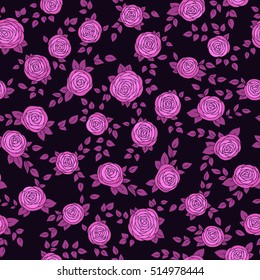 Vector flower pattern. Colorful seamless botanic texture, detailed flowers illustrations. Doodle style, spring floral background.