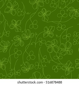 Vector flower pattern. Colorful seamless botanic texture, detailed flowers illustrations. Doodle style, spring floral background.