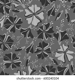 Vector flower pattern. Colorful seamless botanic texture, detailed flowers illustrations. Doodle style, spring floral background.