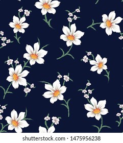 vector flower pattern floral pattern on navy