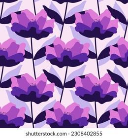 Vector flower pattern, purple and blue