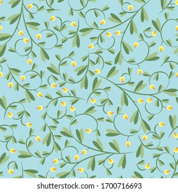 Vector flower pattern. Seamless botanic hand-drawn texture. Spring floral background summer herbs. Repeated pattern can be used for wallpaper, pattern, backdrop, surface textures.