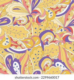 Vector flower pattern. Seamless botanic texture, detailed flowers illustrations. All elements are not cropped and hidden under mask. Floral pattern in doodle style, spring floral background. - Vector