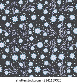 Vector flower pattern, seamless floral background, blue floral pattern.