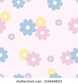Vector flower pattern, seamless floral background, colorful simple design.