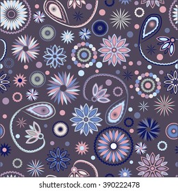 Vector flower pattern. Seamless floral texture, detailed flowers illustrations. Floral pattern and spring floral background.