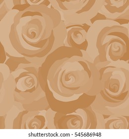 Vector flower pattern sketch. Hand drawn. Vintage flower seamless pattern with roses. Beige roses pattern.