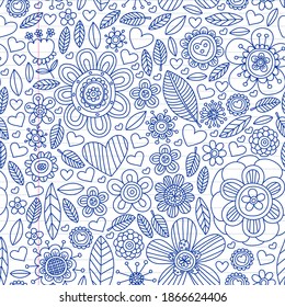 Vector flower pattern. Vintage card with flowers on background. Book cover with flower texture. Vector illustration.