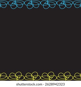 vector of flower petal decorated frame on black background. cartoon flower image vector.
