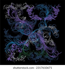 vector flower petals colorful pattern pattern, great for a scarf or bandana headband design