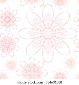 Vector flower pink seamless pattern.