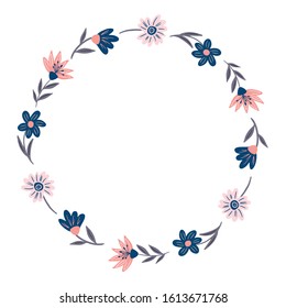 Vector flower and plant frames made by hand, design element for a holiday, wedding, invitation, print or textile.